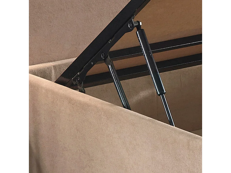 Cadre de lit avec coffre de rangement tissu marron clair Rika - 6 tailles-Couchage 150x200 cm