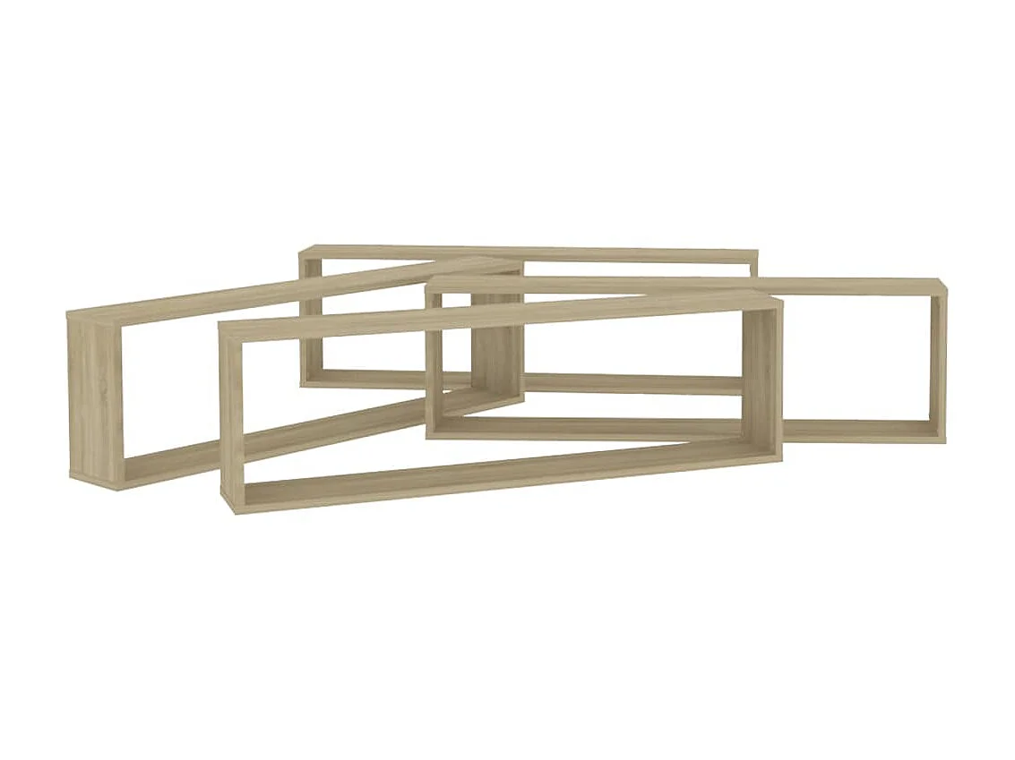 Étagères cube murales 4 pcs Chêne Sonoma 100x15x30