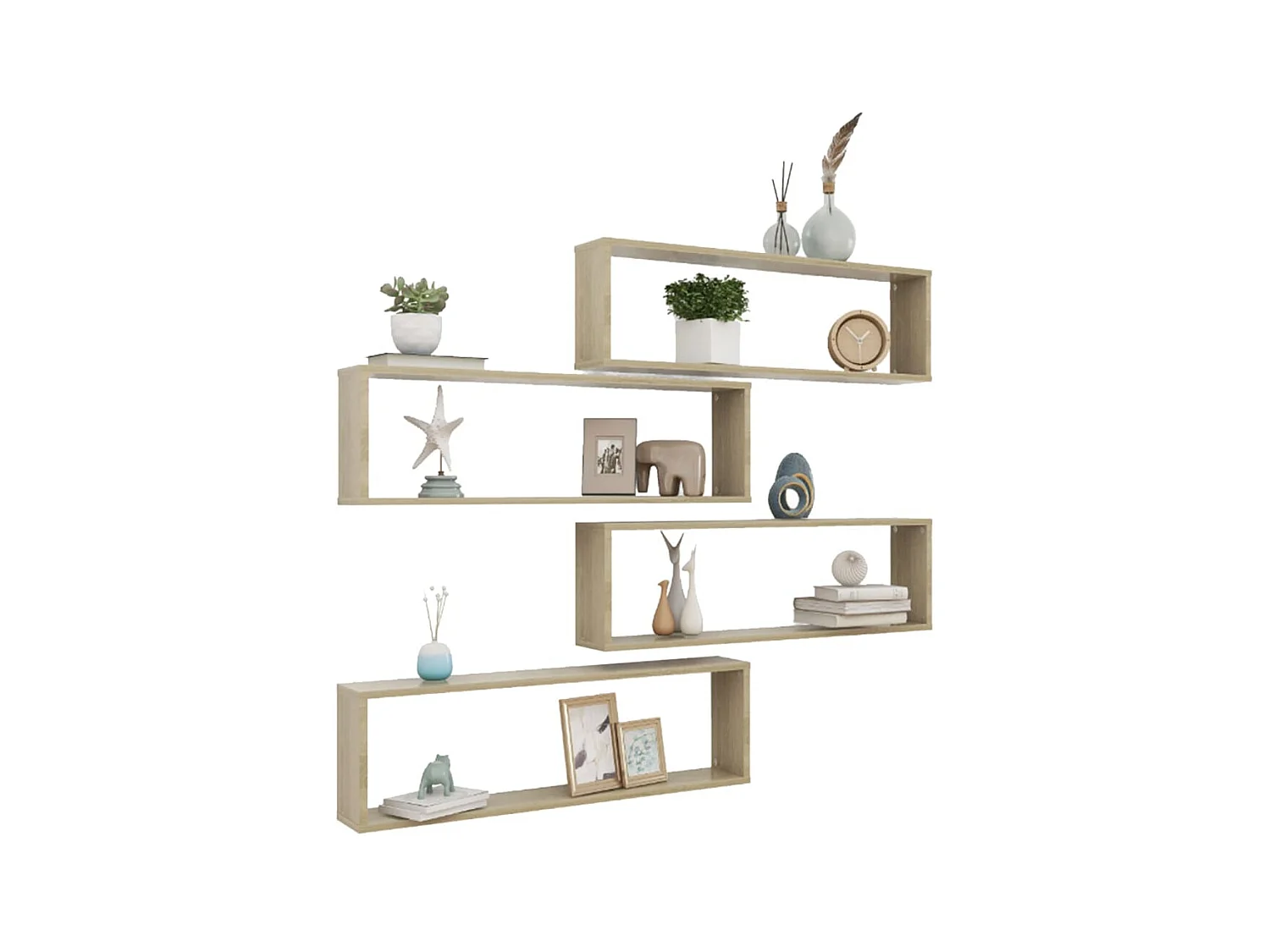 Étagères cube murales 4 pcs Chêne Sonoma 100x15x30
