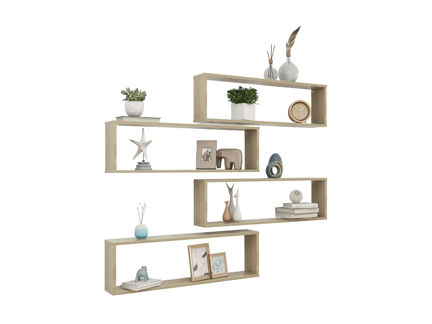 Étagères cube murales 4 pcs Chêne Sonoma 100x15x30