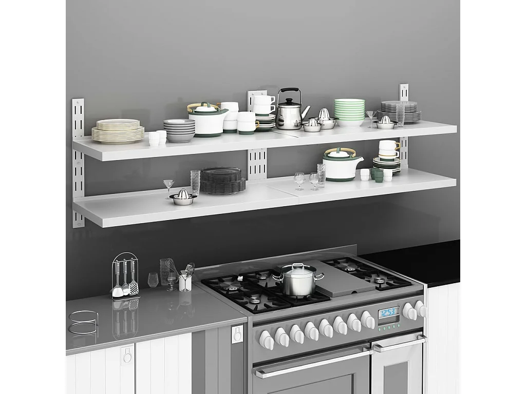 Étagères murales flottantes à 2 niveaux 2 pcs Inox 200x30
