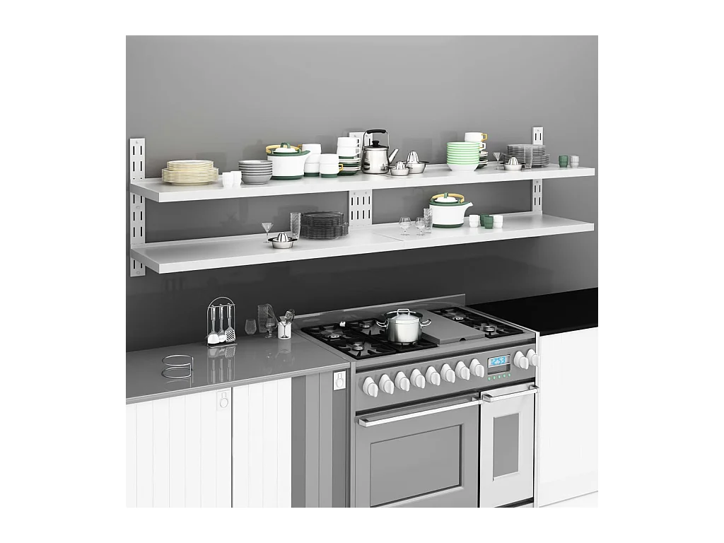 Étagères murales flottantes à 2 niveaux 2 pcs Inox 240x30
