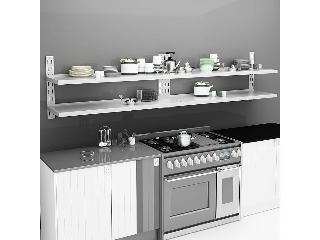 Étagères murales flottantes à 2 niveaux 2 pcs Inox 300x30