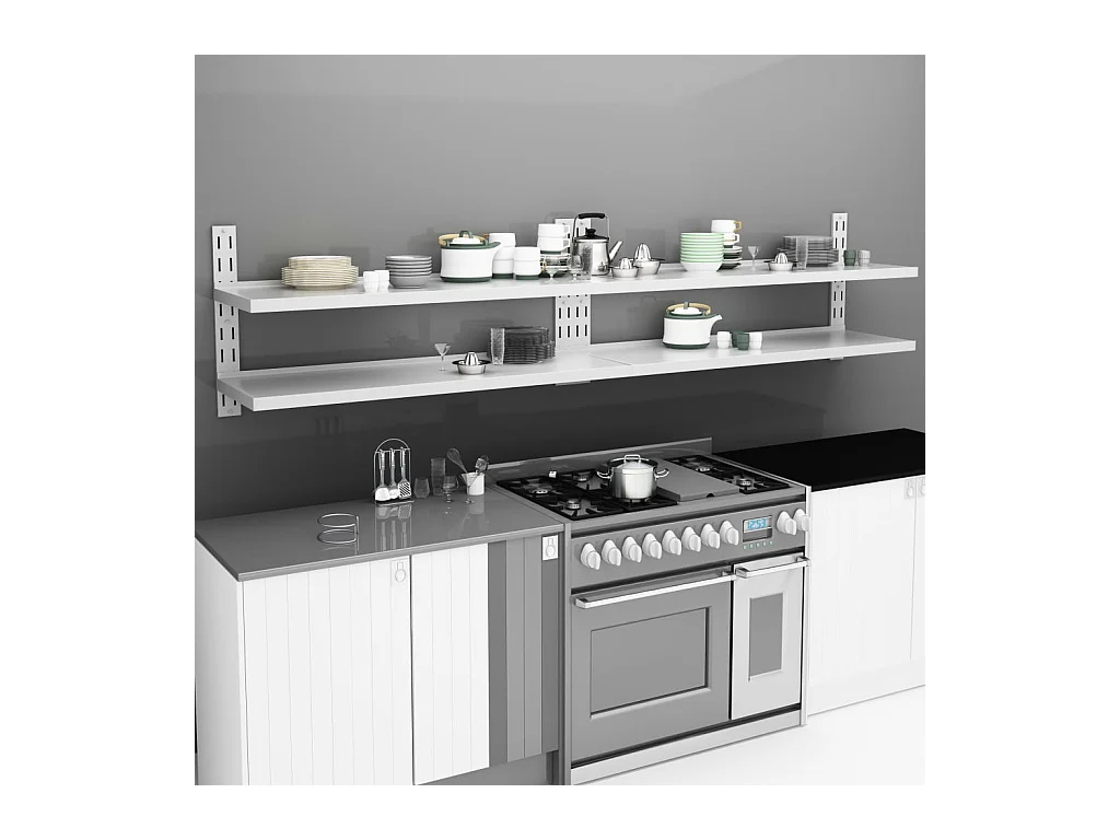 Étagères murales flottantes à 2 niveaux 2 pcs Inox 300x30