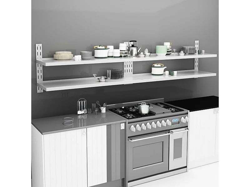 Étagères murales flottantes à 2 niveaux 2 pcs Inox 300x30