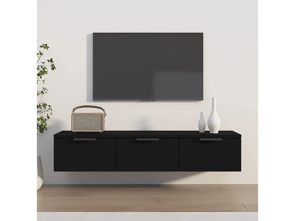 Armoire murale noir 102x30x20 bois d'ingénierie