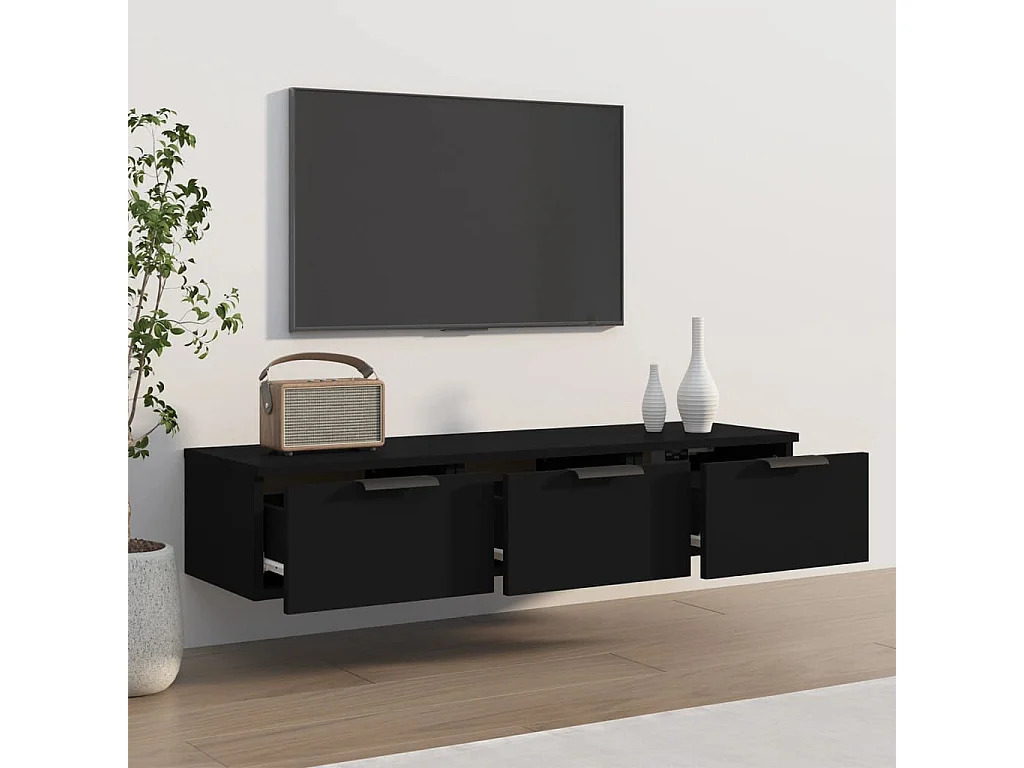 Armoire murale noir 102x30x20 bois d'ingénierie