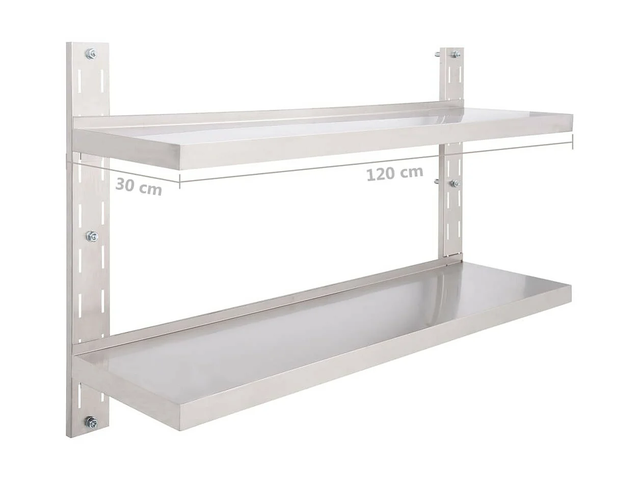 Étagère murale à 2 niveaux Acier inoxydable 120x30