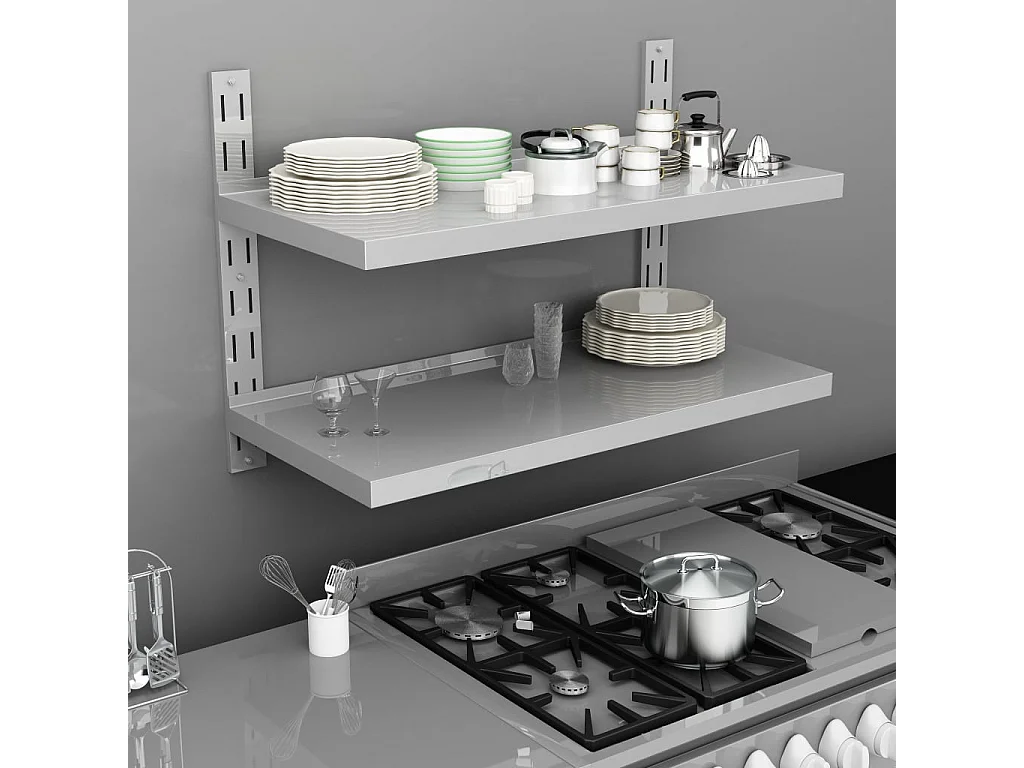 Étagère murale à 2 niveaux Acier inoxydable 100x30