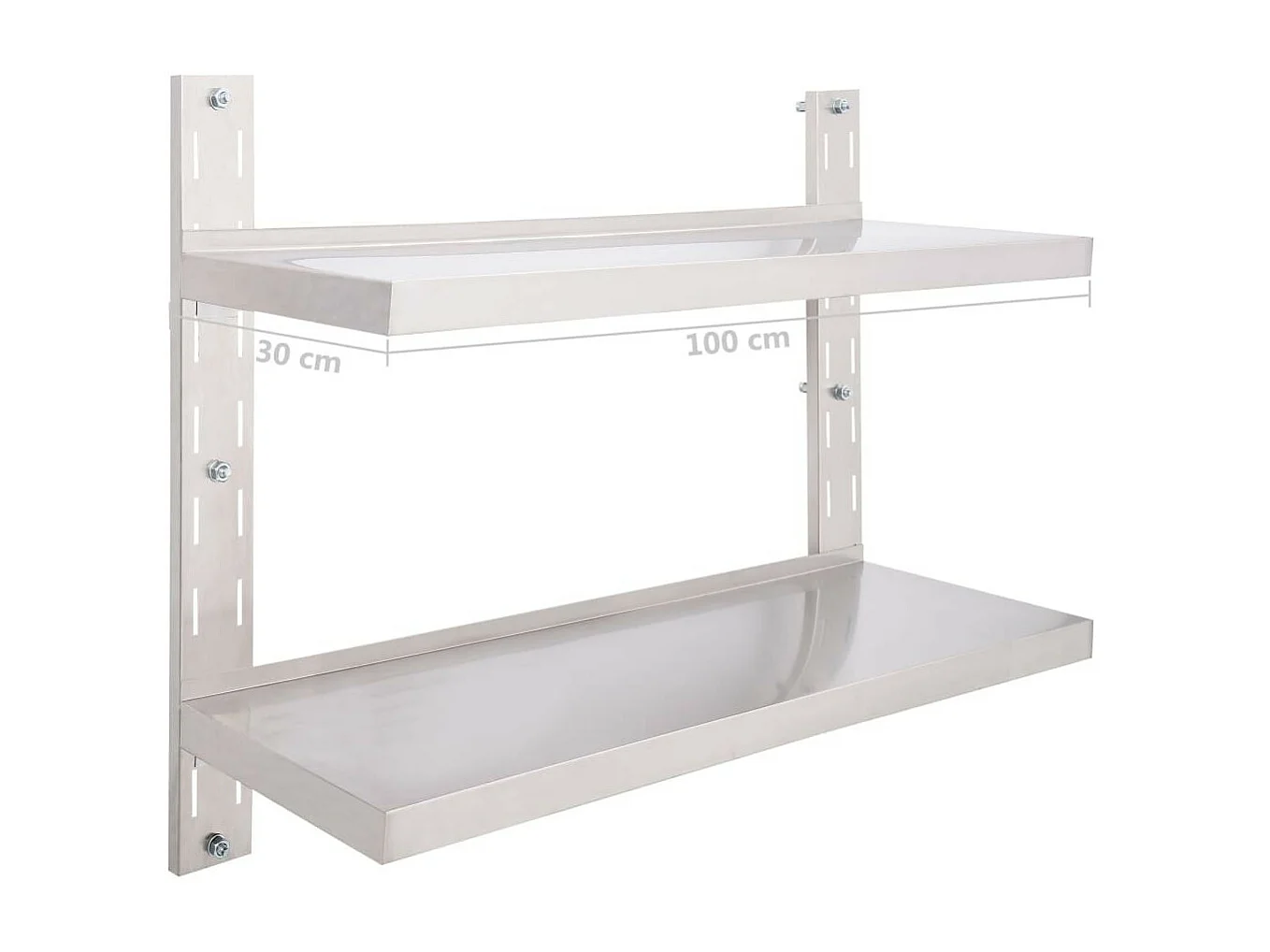 Étagère murale à 2 niveaux Acier inoxydable 100x30
