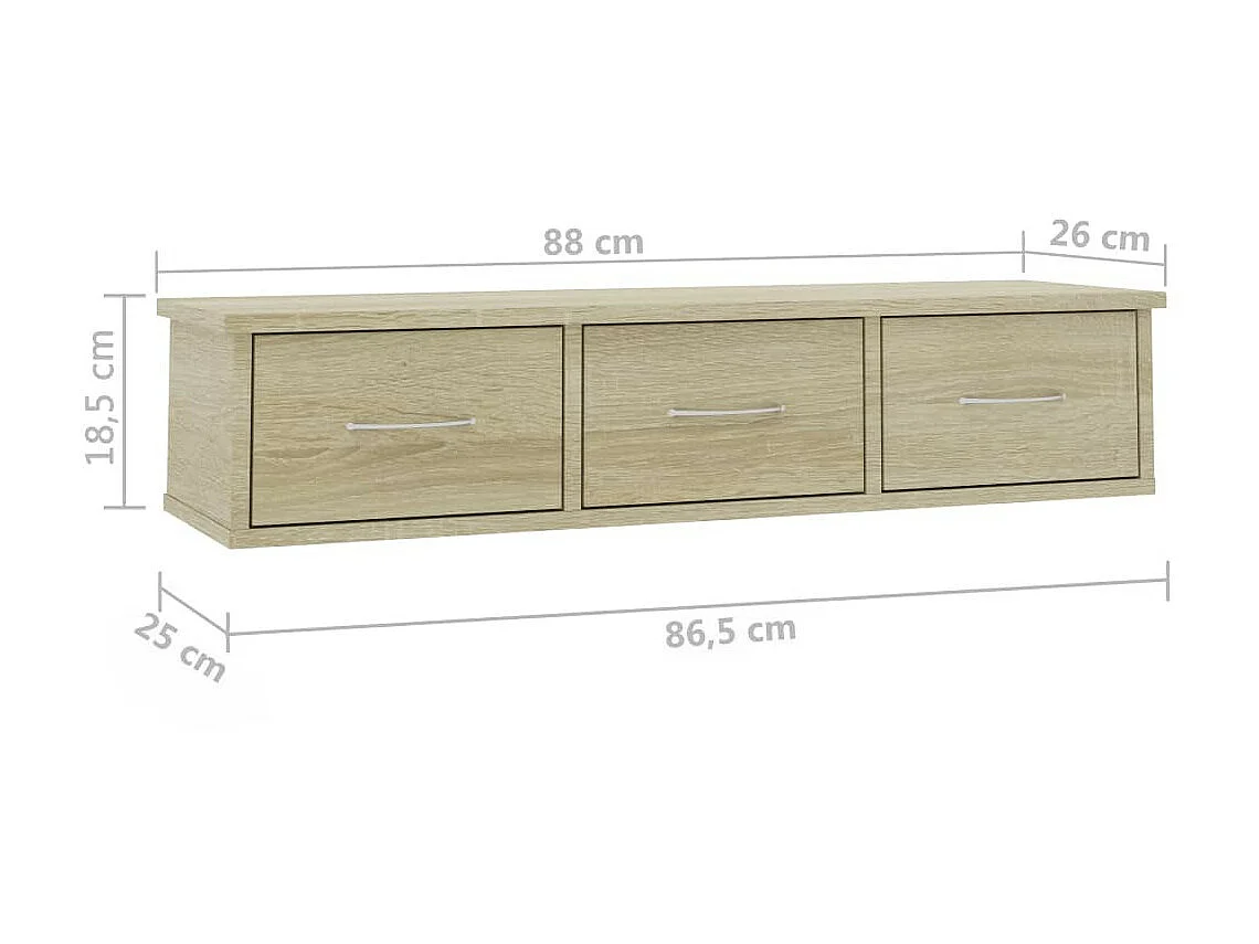 Étagère murale avec tiroirs Chêne sonoma 88x26x18,5