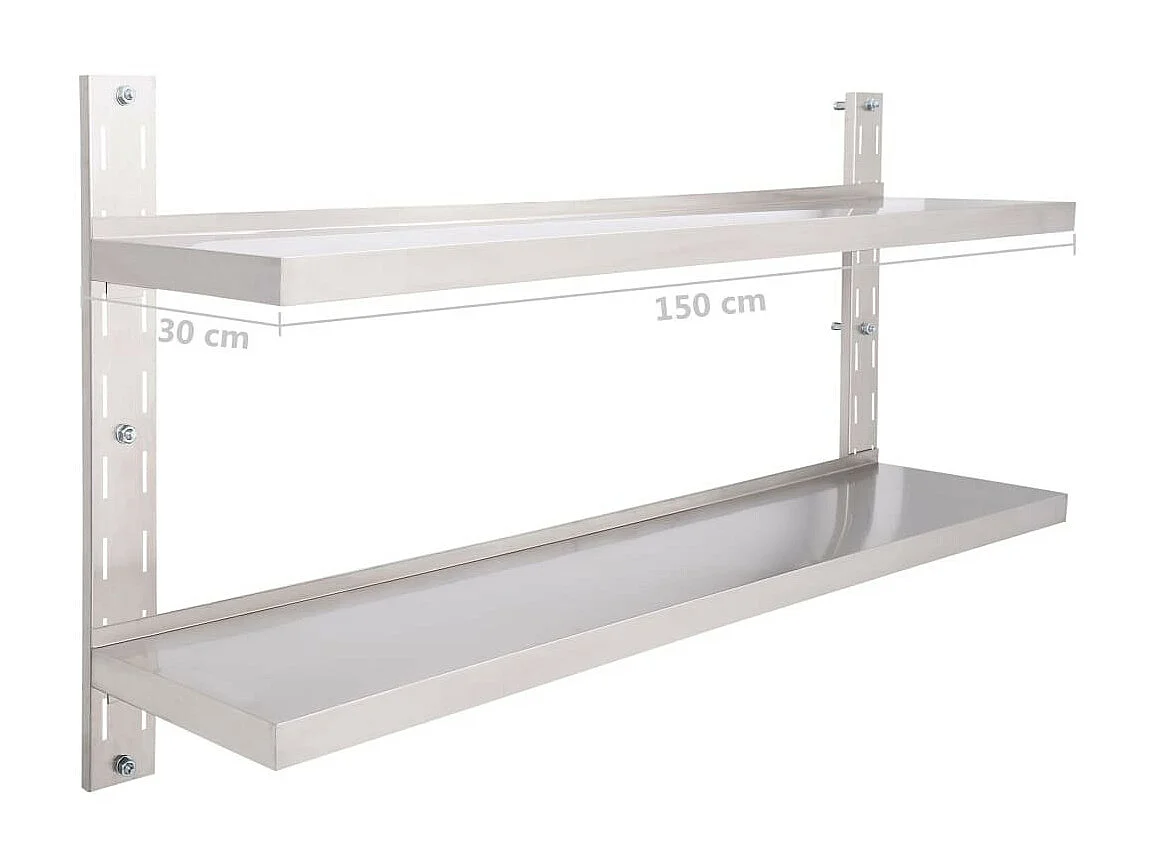 Étagère murale à 2 niveaux Acier inoxydable 150x30
