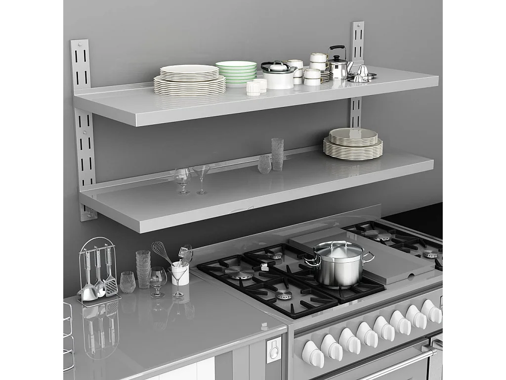 Étagère murale à 2 niveaux Acier inoxydable 150x30