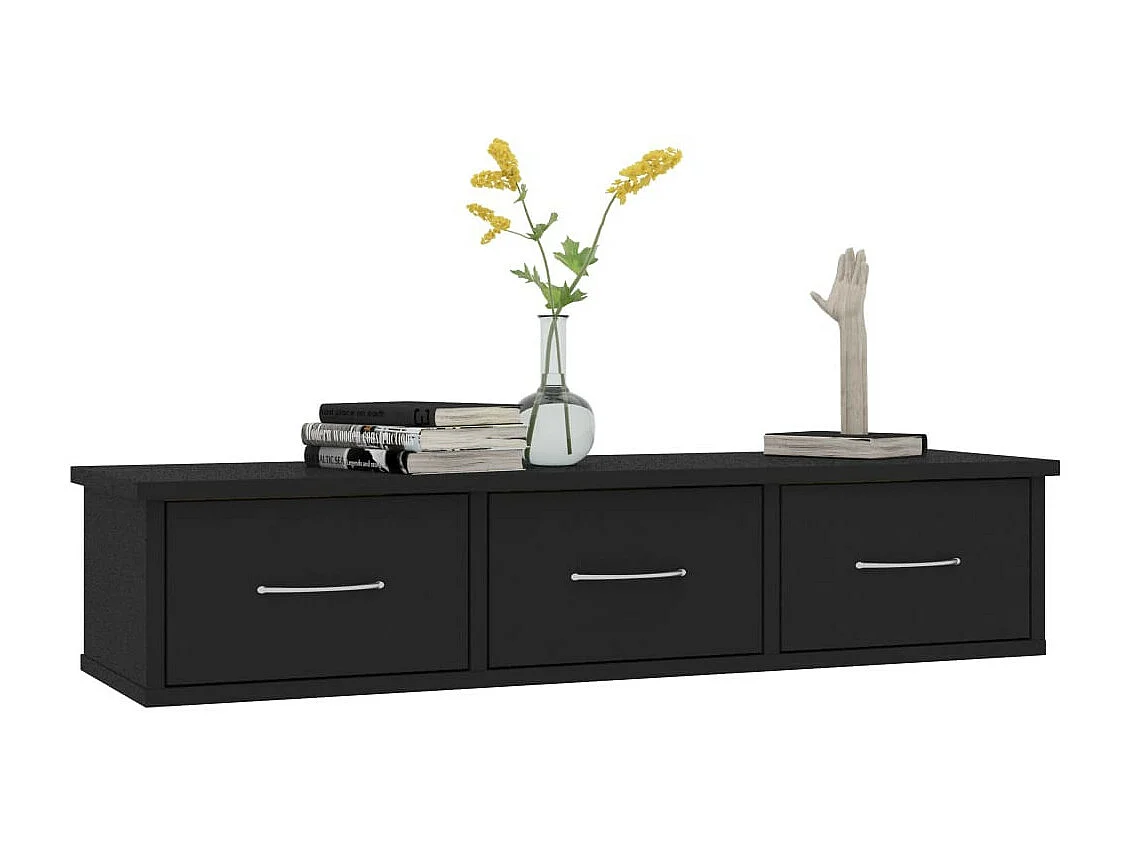 Étagère murale avec tiroirs Noir 88x26x18,5