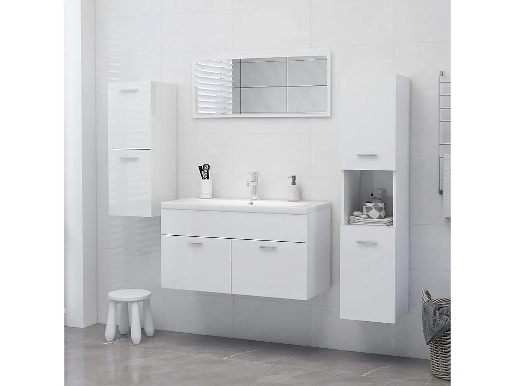 Armoire de salle de bain Blanc brillant 30x30x130