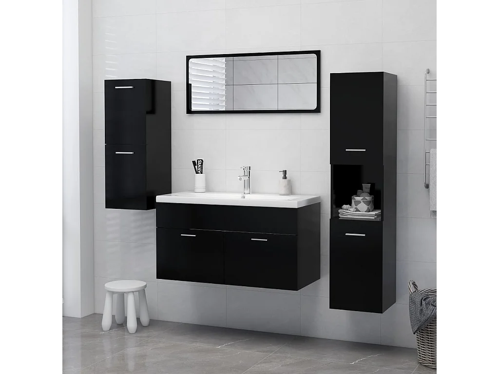 Armoire de salle de bain Noir 30x30x130