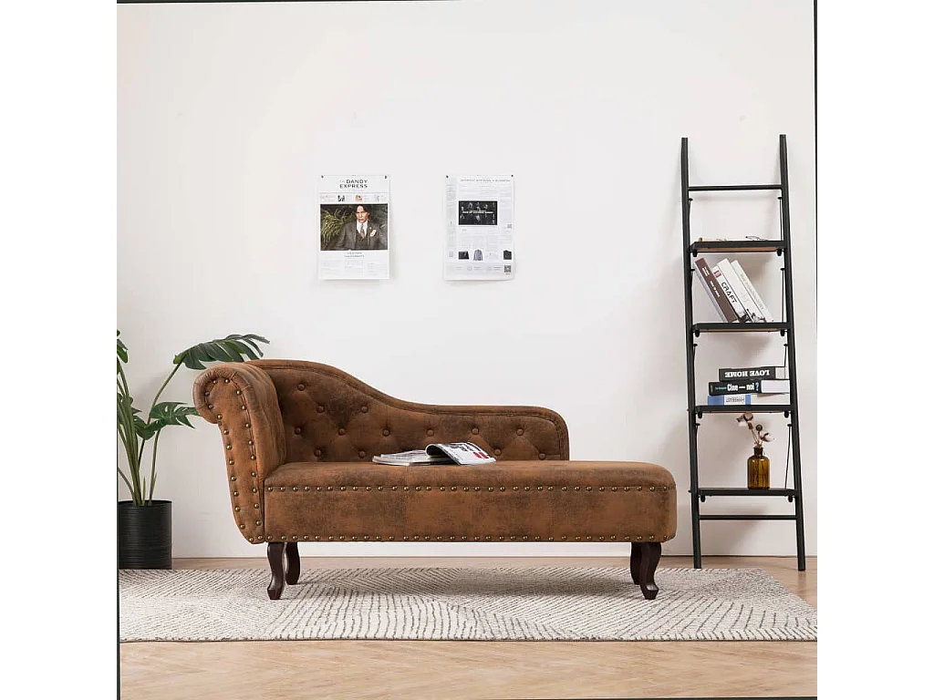 Chaise longue Marron Similicuir daim