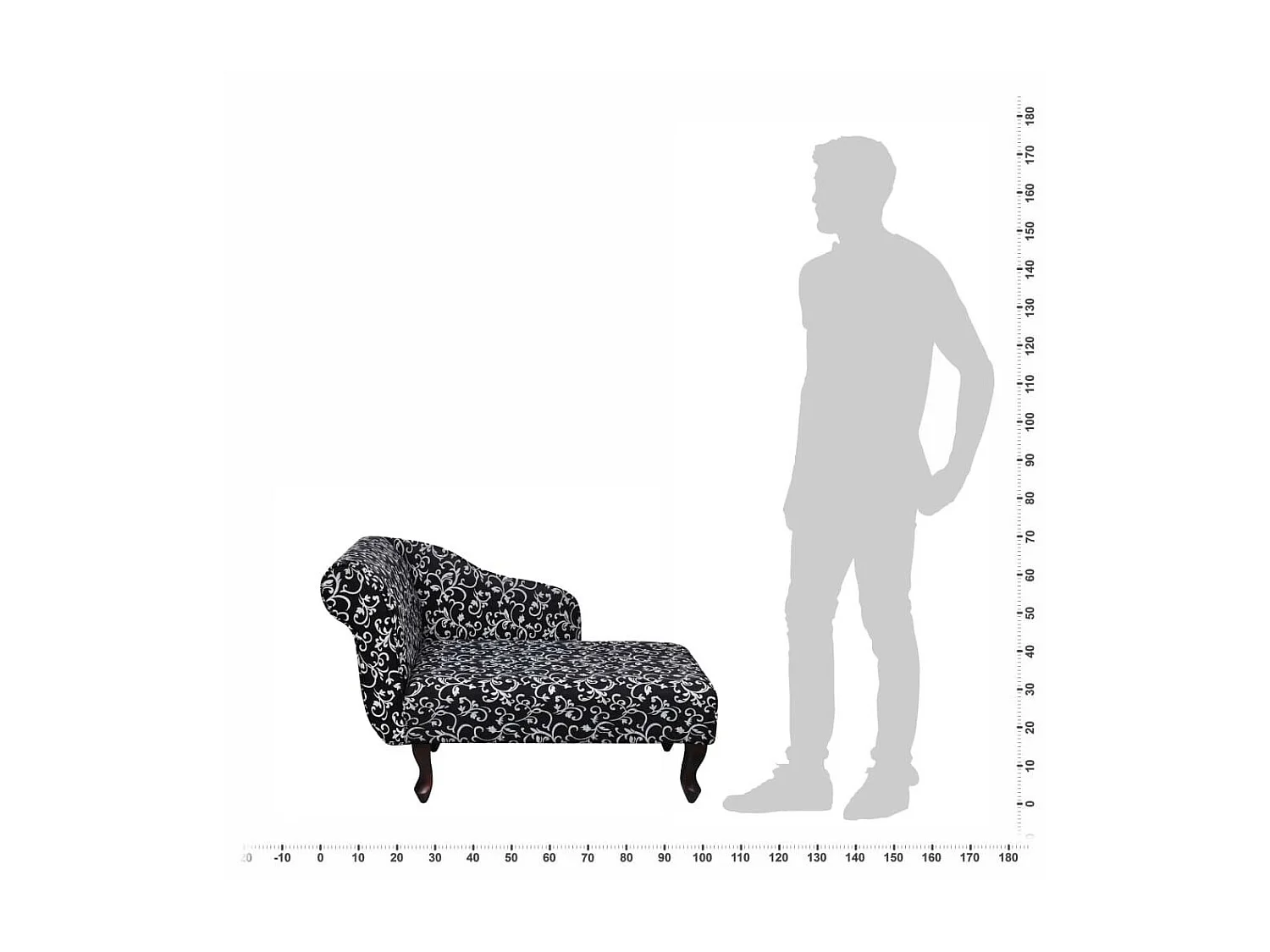 Chaise longue Noir et blanc Tissu