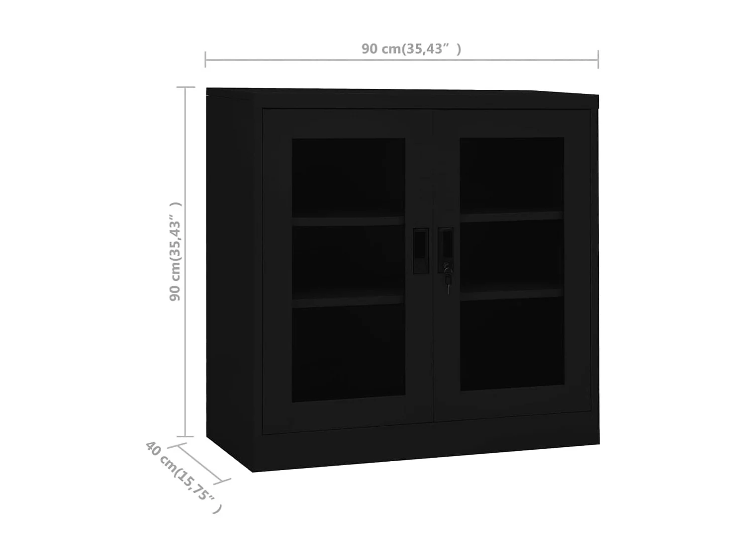 Armoire de bureau Noir 90x40x90 Acier