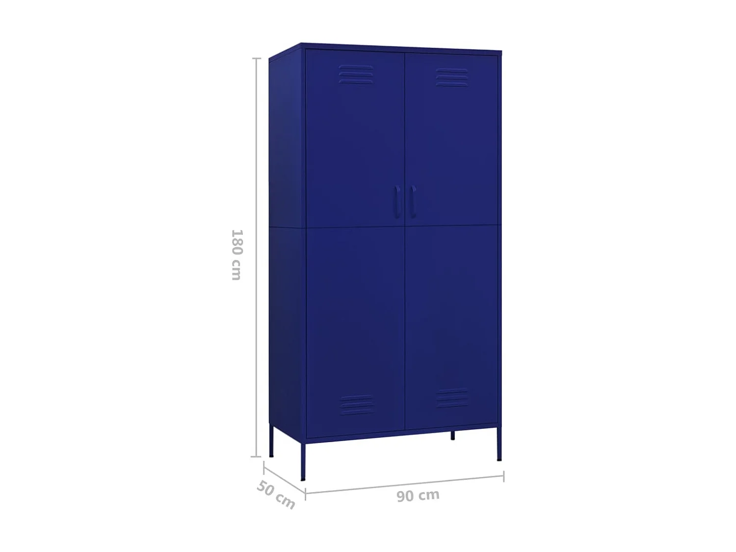 Armoire 1 penderie 4 étagères réglables Klako 90cm - Acier mat-Bleu marine