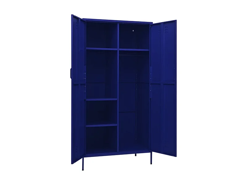 Armoire 1 penderie 4 étagères réglables Klako 90cm - Acier mat-Bleu marine