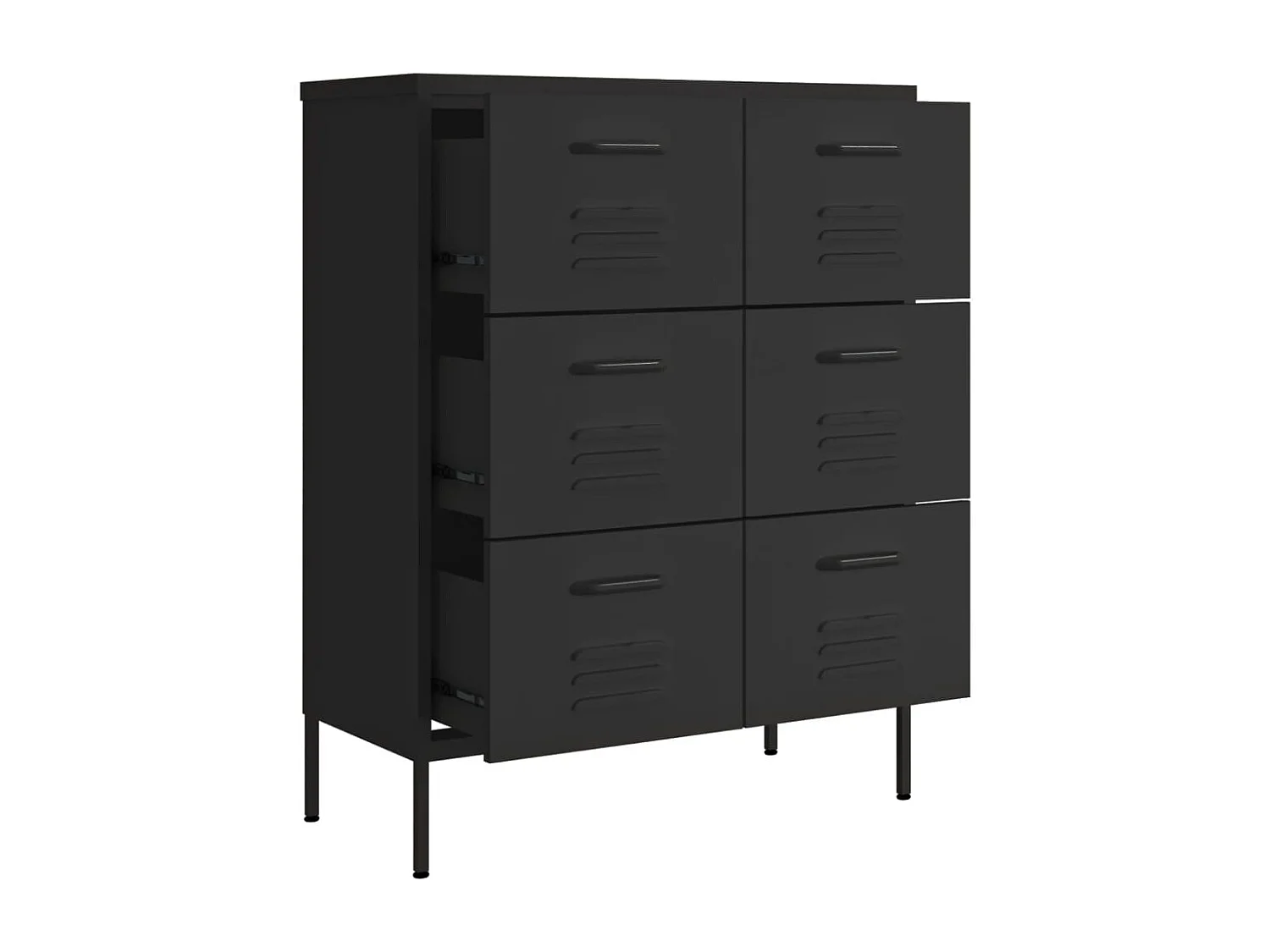 Armoire à tiroirs Noir 80x35x101,5 Acier