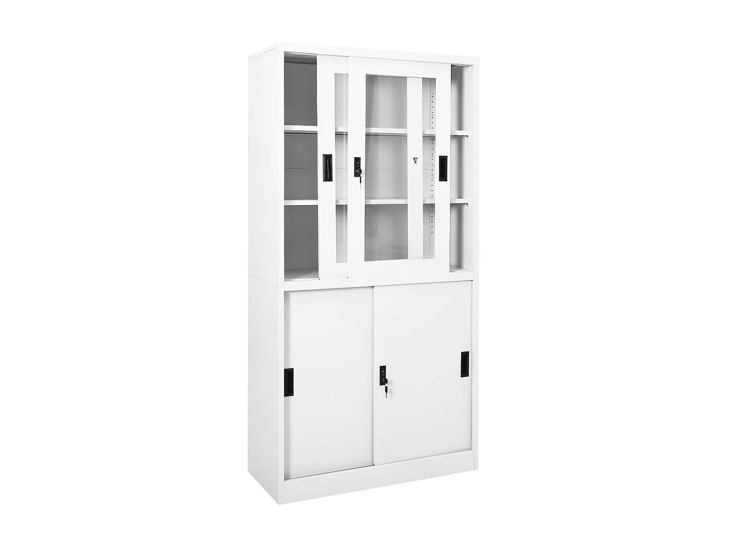 Armoire de bureau et porte coulissante Blanc 90x40x180 Acier 2