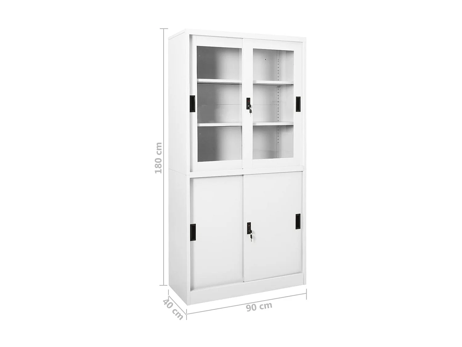 Armoire de bureau et porte coulissante Blanc 90x40x180 Acier 2