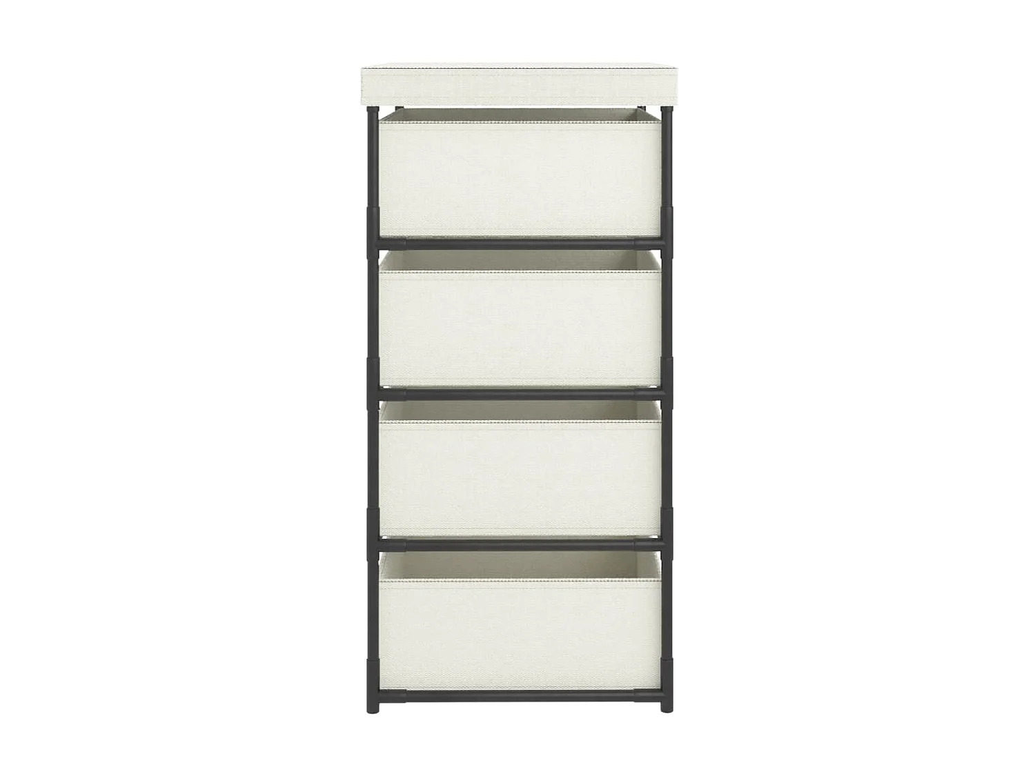 Étagère de rangement avec 4 paniers en tissu Acier Crème