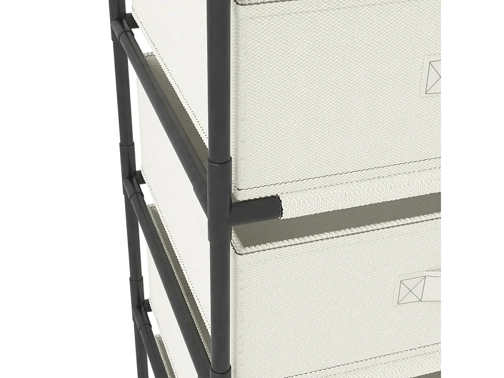 Étagère de rangement avec 4 paniers en tissu Acier Crème