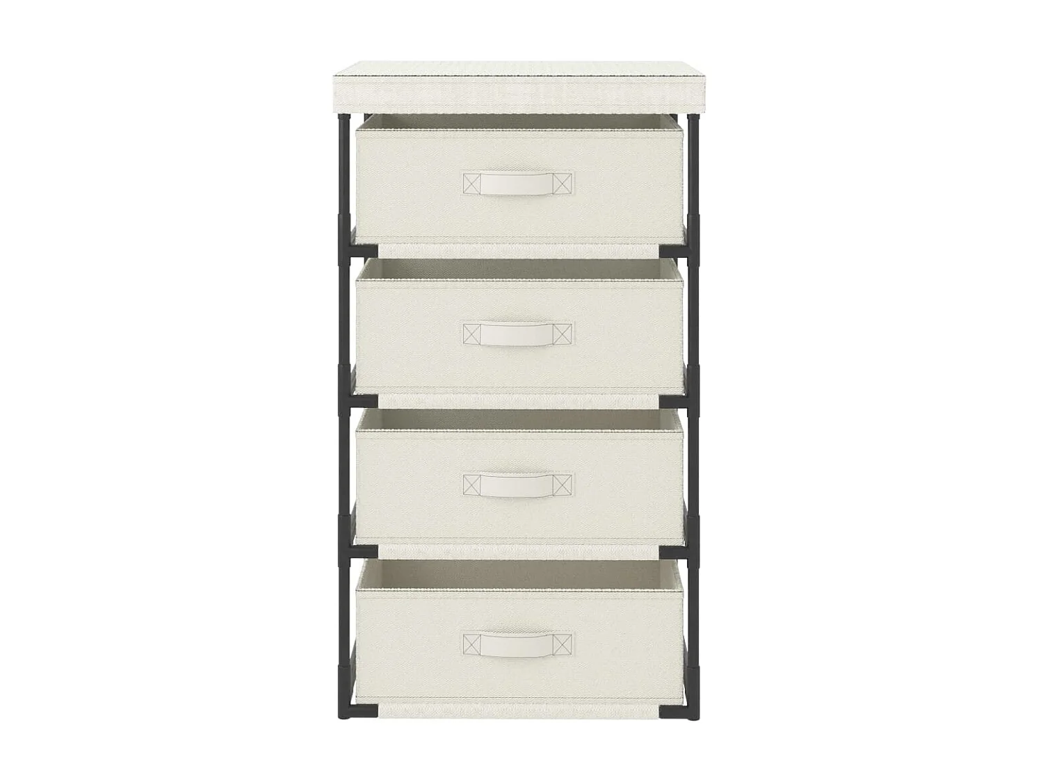 Étagère de rangement avec 4 paniers en tissu Acier Crème