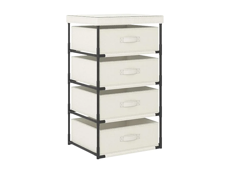 Étagère de rangement avec 4 paniers en tissu Acier Crème
