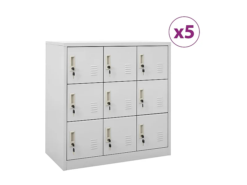 Armoires à casiers 5 pcs Gris clair 90x45x92,5 Acier 3