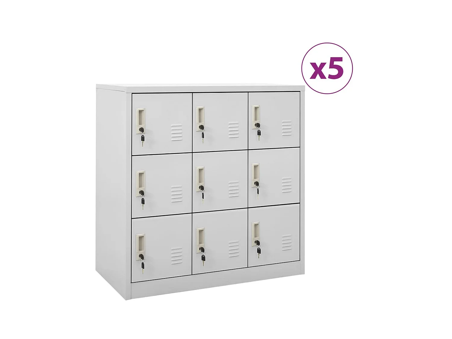 Armoires à casiers 5 pcs Gris clair 90x45x92,5 Acier 3