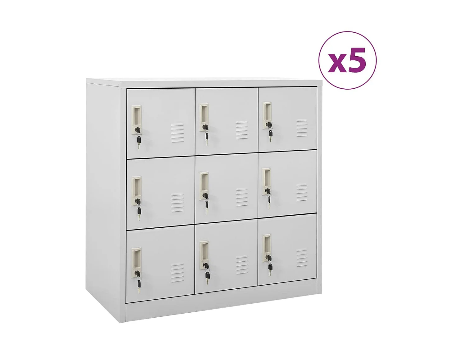 Armoires à casiers 5 pcs Gris clair 90x45x92,5 Acier 3