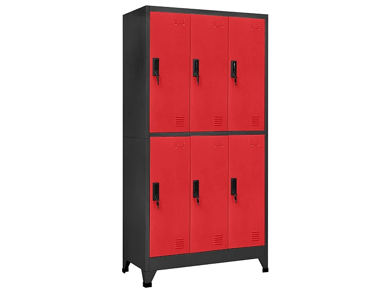 Armoire à casiers Anthracite et rouge 90x45x180 Acier