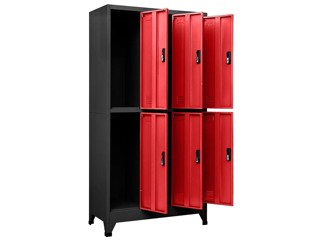 Armoire à casiers Anthracite et rouge 90x45x180 Acier