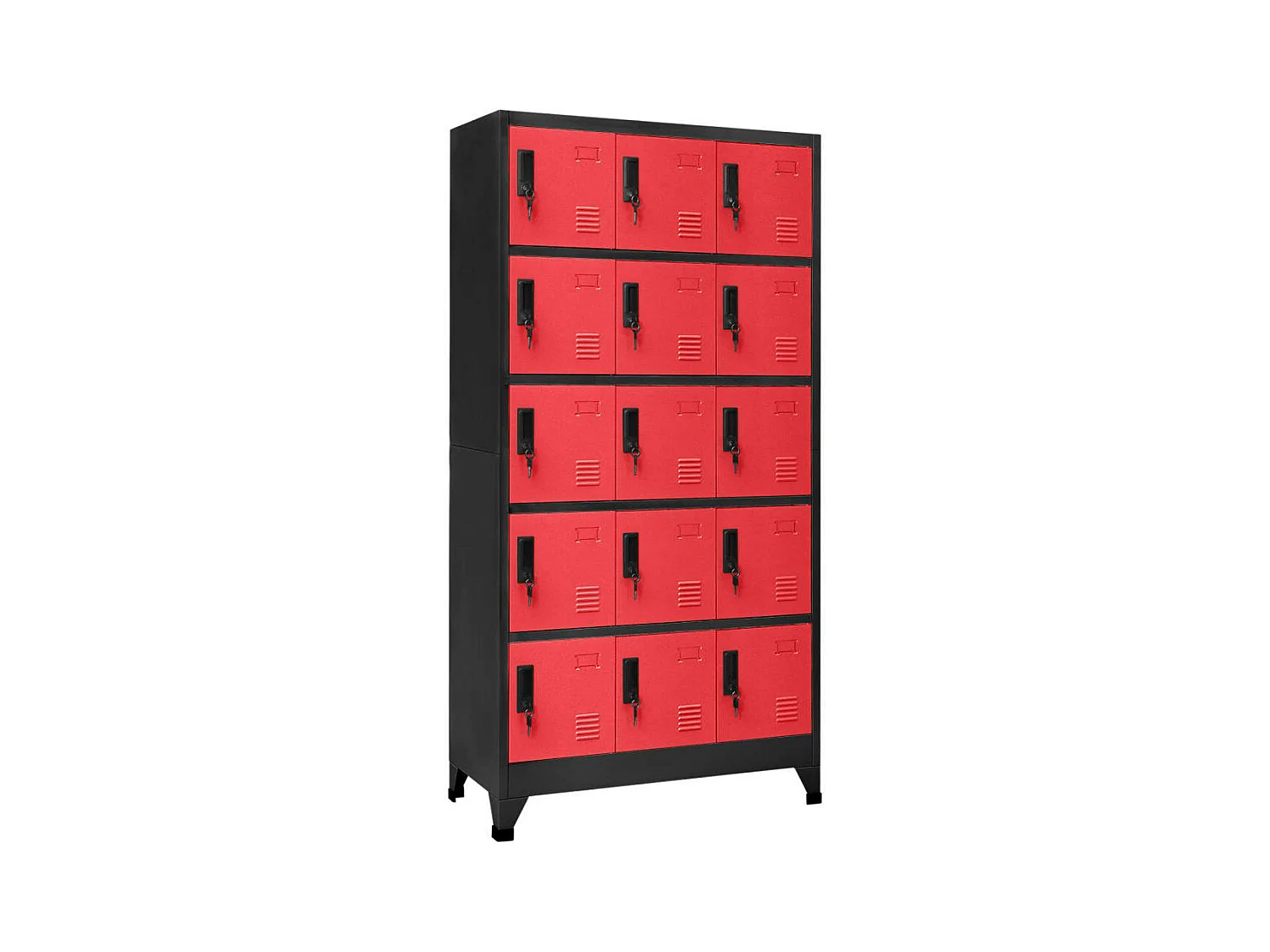 Armoire à casiers Anthracite et rouge 90x40x180 Acier Pokaz