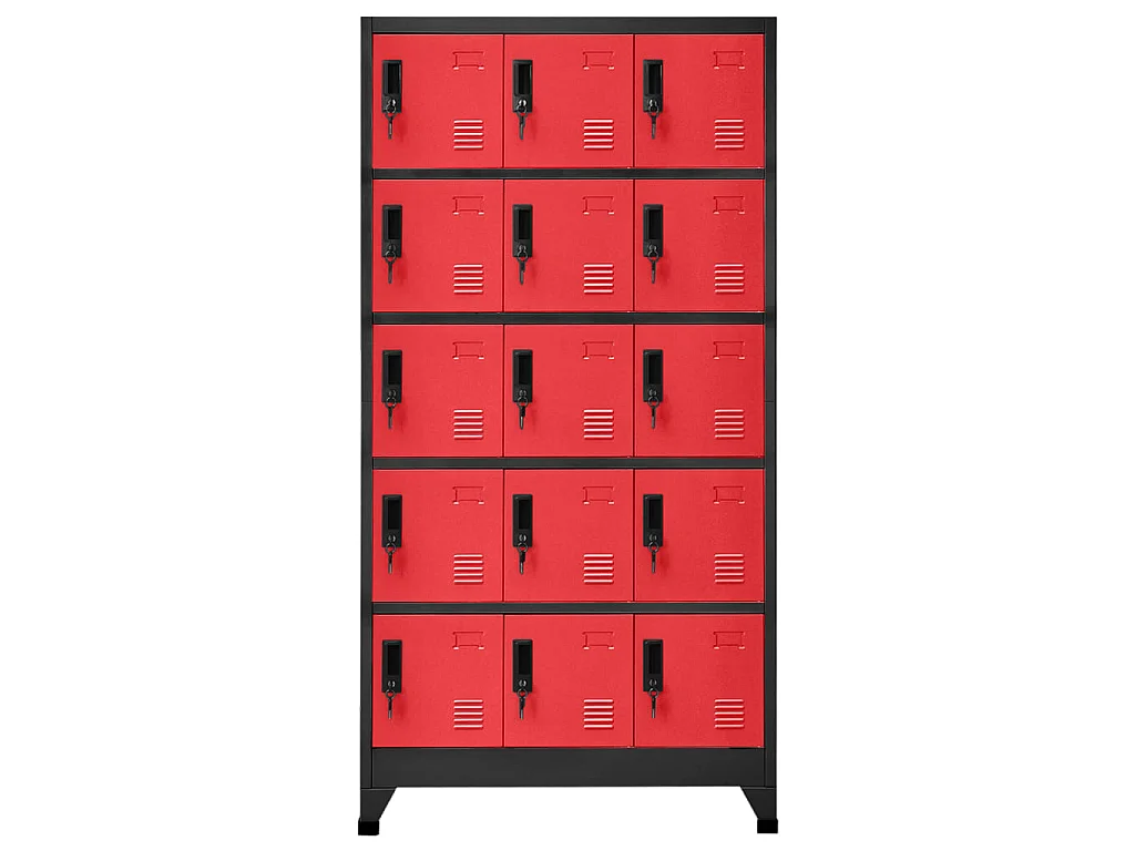 Lockerkast 90x40x180 cm staal antracietkleurig en rood