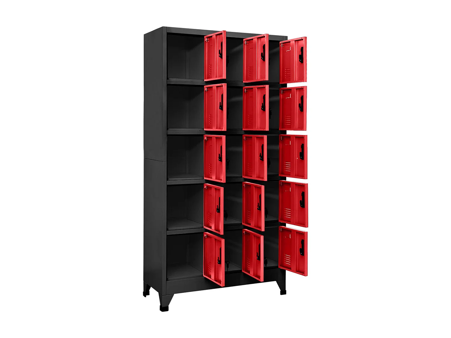Lockerkast 90x40x180 cm staal antracietkleurig en rood