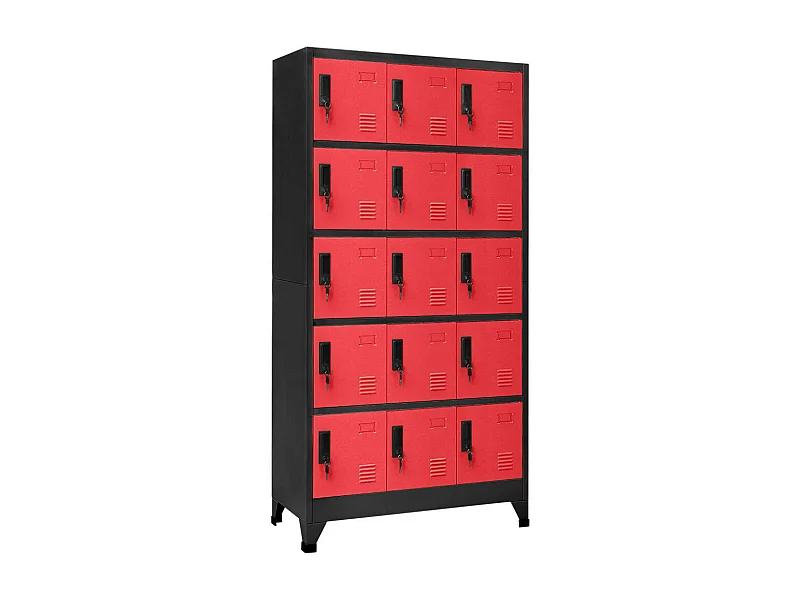 Armoire à casiers Anthracite et rouge 90x40x180 Acier Pokaz