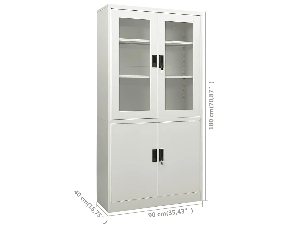 Armoire de bureau Gris clair 90x40x180 Acier 2