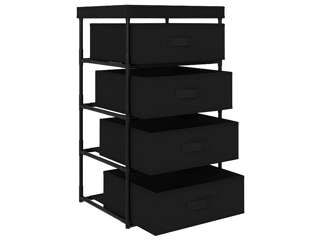 Étagère de rangement avec 4 paniers en tissu Acier Noir