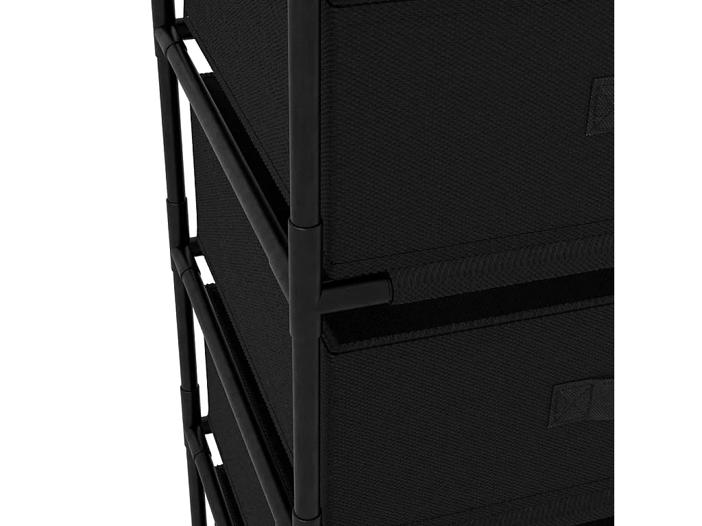 Étagère de rangement avec 4 paniers en tissu Acier Noir