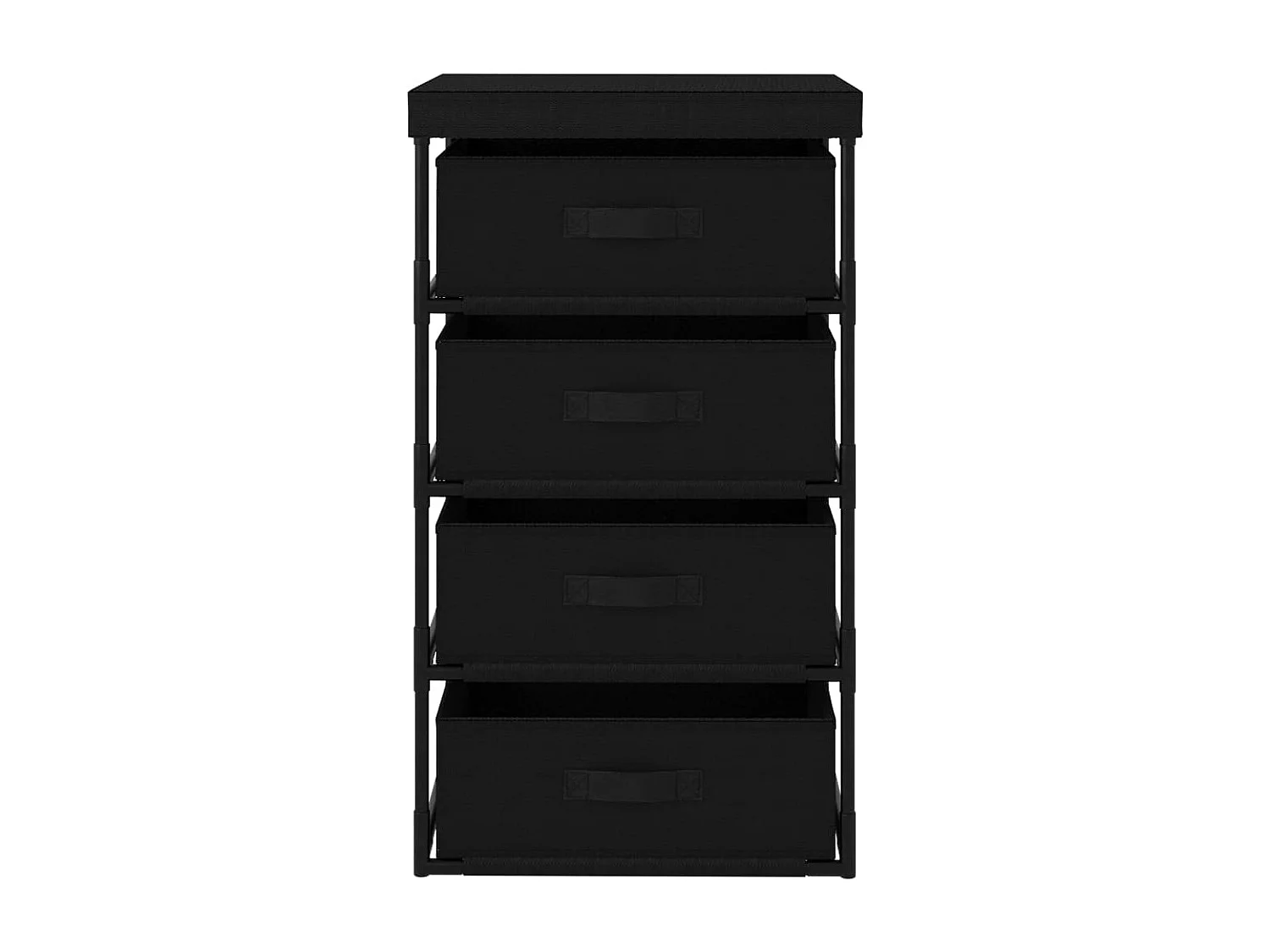 Étagère de rangement avec 4 paniers en tissu Acier Noir