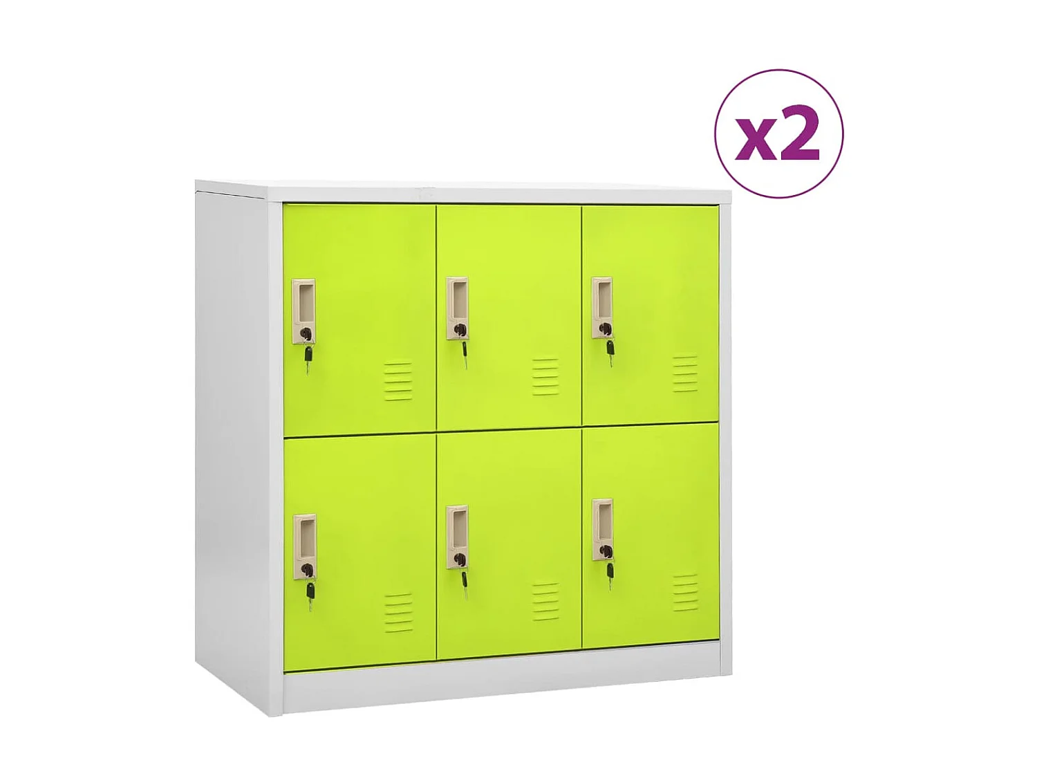 Armoires à casiers 2 pcs Gris clair et vert 90x45x92,5 Acier