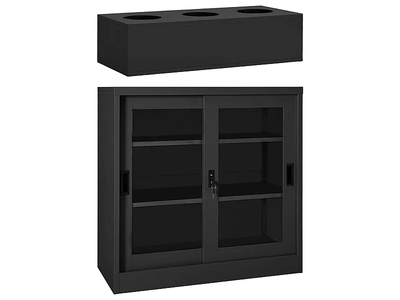 Armoire à portes coulissantes avec jardinière Anthracite Acier