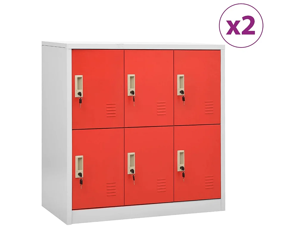 Armoires à casiers 2 pcs Gris clair et rouge 90x45x92,5 Acier 2