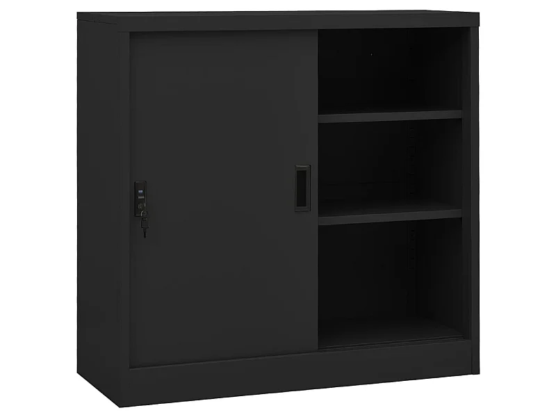 Armoire de bureau porte coulissante Anthracite 90x40x90 Acier