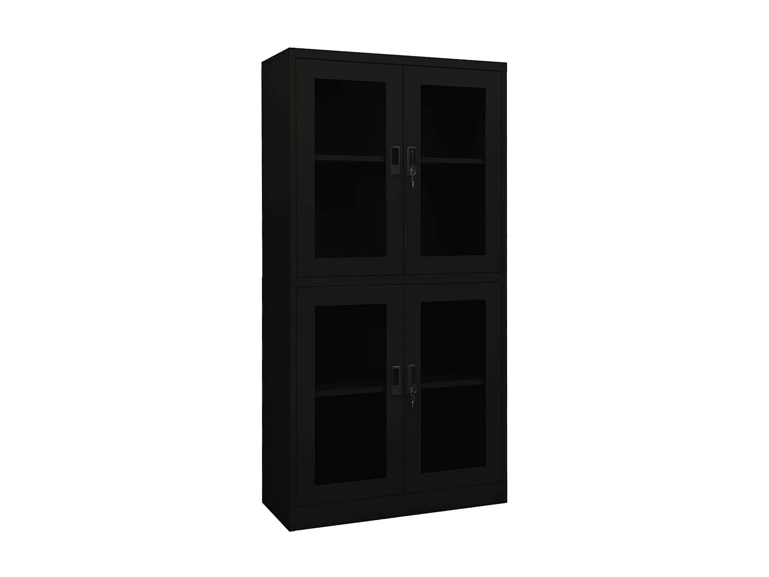 Armoire de bureau Noir 90x40x180 Acier et verre trempé 2